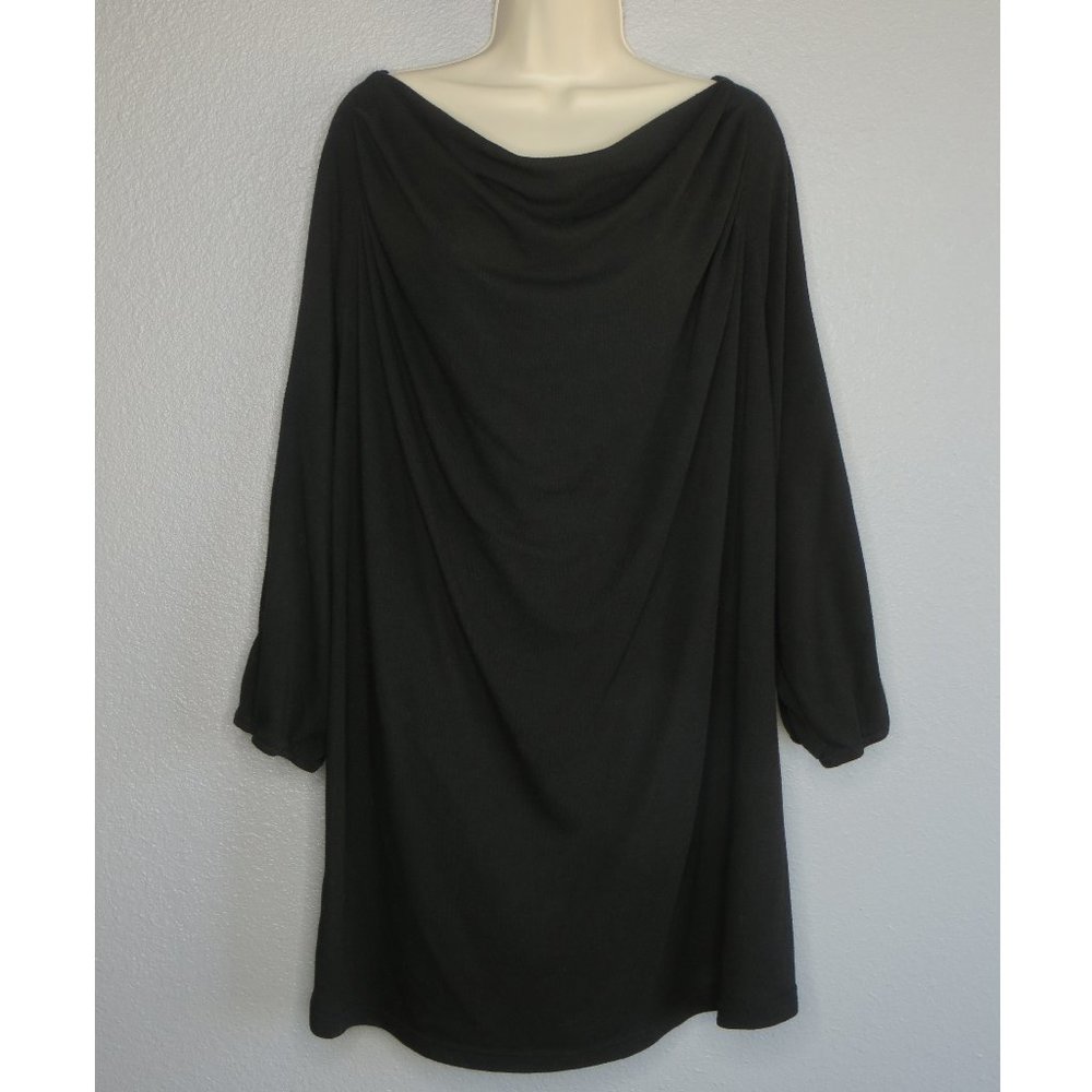 Women’s Black Avenue 3/4 Sleeve Drape Front Top - Plus Size 3X / 26/28 - EUC
